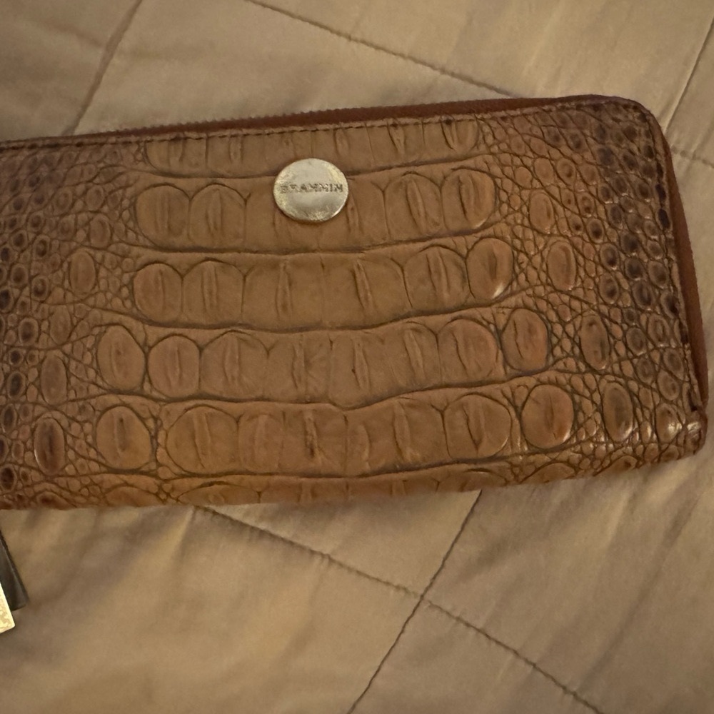 Brahmin Tan Crocodile Embossed Clutch